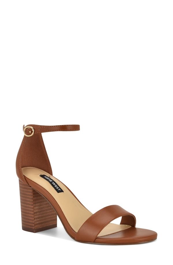 ナインウェスト レディース シューズ ヒール サンダル アンクル Nine Westoniann Ankle Strap Sandal Dark Natural Stacked Heel