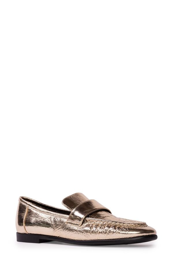 ブラックスエードスタジオ レディース シューズ スリッポン・ローファー BLACK SUEDE STUDIO Arrow Loafer Gold Crinkled Leather ゴールド