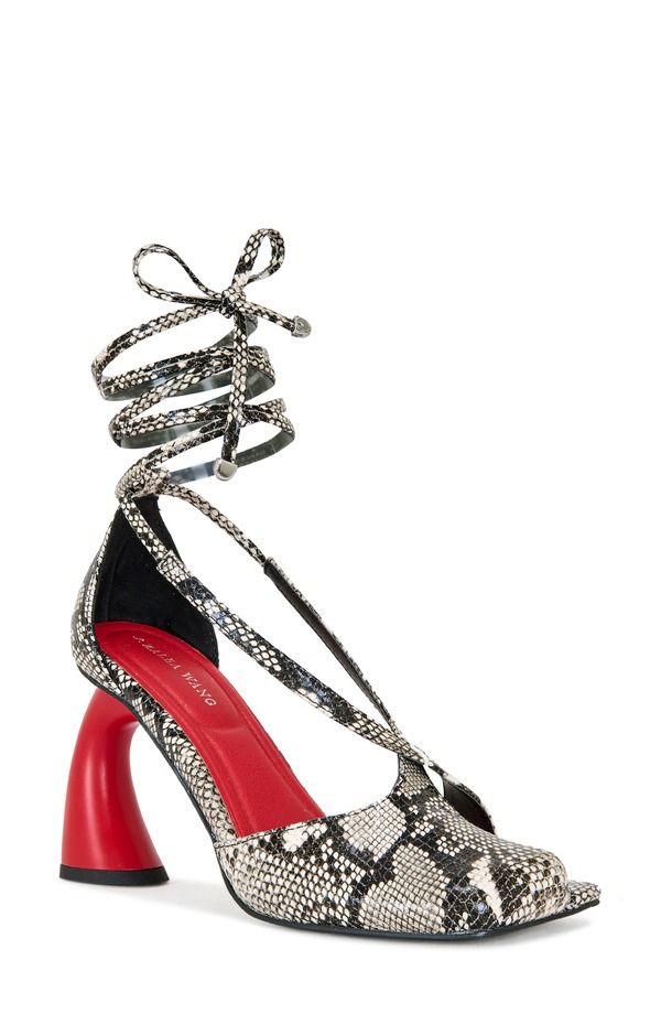 アザレア ワン レディース シューズ ヒール アンクル AZALEA WANG Buiky Snakeskin Embossed Ankle Wrapump Snake