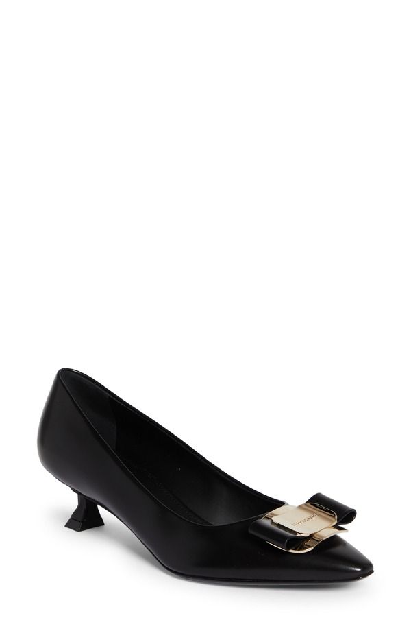 フェラガモ レディース シューズ パンプス ヒール FERRAGAMO Zelma Bow Kitten Heel Pointed Toe Pump Black ブラック