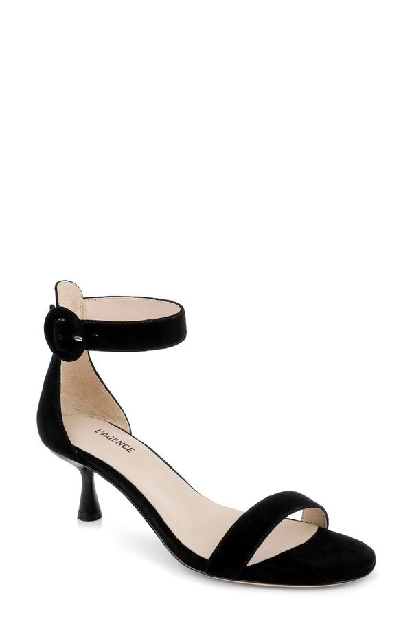 ラジャンス レディース シューズ ヒール サンダル アンクル LAGENCE Andelle II Ankle Strap Sandal Black Suede ブラック