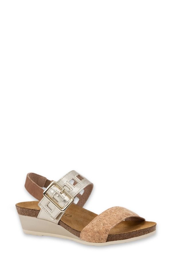 ナオト レディース シューズ ヒール サンダル Naot Dynasty Wedge Sandal Cork Leather Rdnt Gld Latte