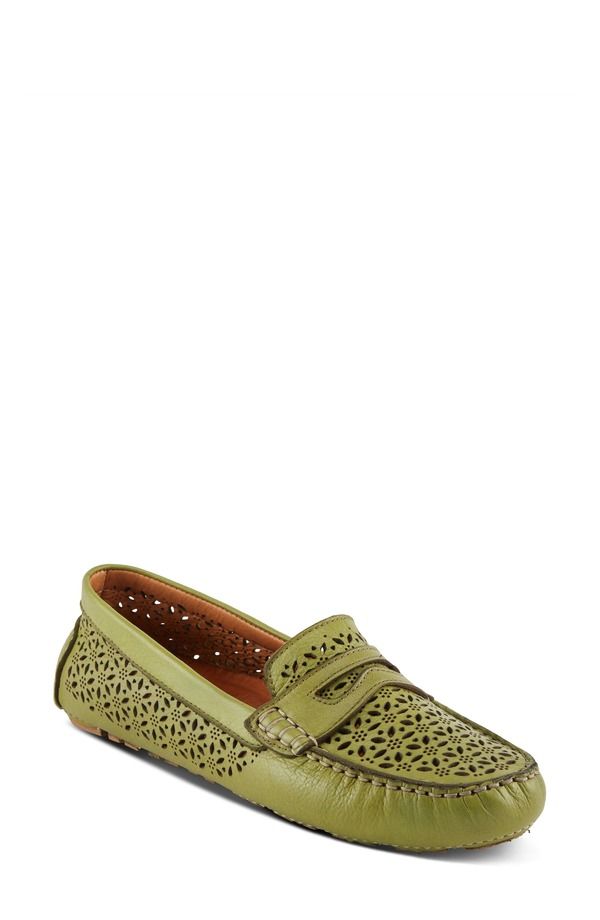スプリングステップ レディース シューズ スリッポン・ローファー Spring Step Crain Driving Penny Loafer Green グリーン