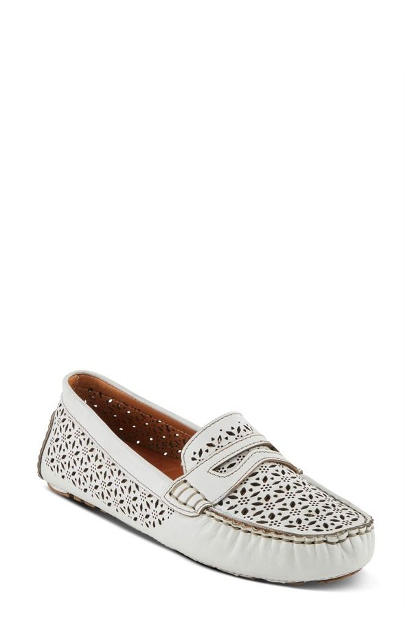 スプリングステップ レディース シューズ スリッポン・ローファー Spring Step Crain Driving Penny Loafer White ホワイト