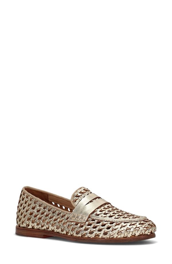フライ レディース シューズ スリッポン・ローファー Frye Faith Woven Penny Loafer Gold ゴールド