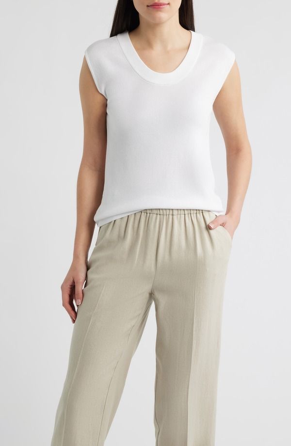 アンクライン レディース アウター パーカー・スウェット ニット Anne Klein Scoop Necknitop Crisp White ホワイト 16,635円