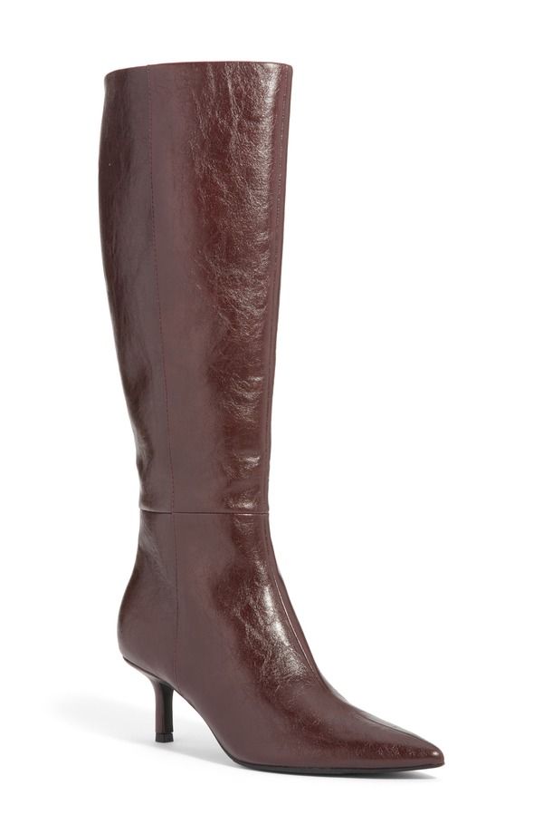 オープンエディット レディース シューズ ブーツ・レインブーツ Open Edit Elara Pointed Toe Knee High Boot Red Plum レッド