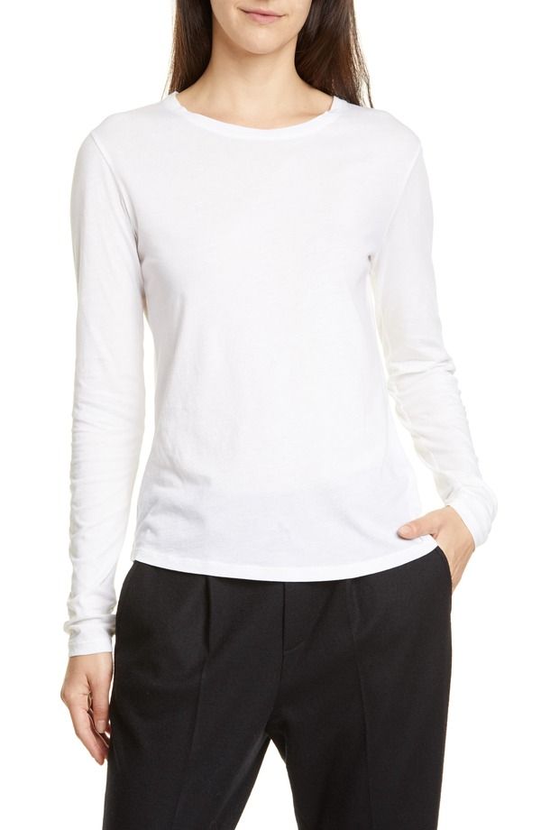 ヴィンス レディース トップス Tシャツ クルーネック Vincessentialong Sleeve Crewneck Tee Optic White ホワイト