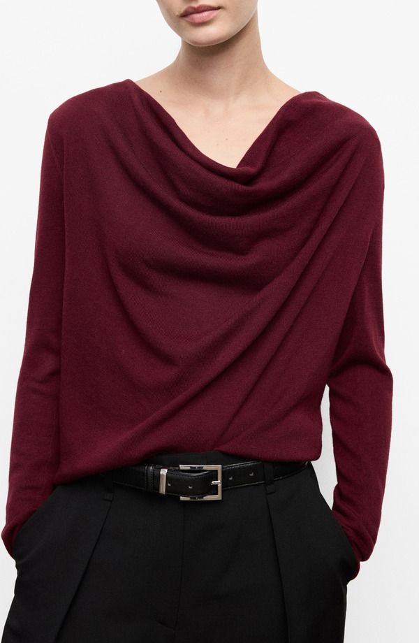 マンゴ レディース アウター パーカー・スウェット セーター MANGO Cowl Neck Sweater Wine ワイン