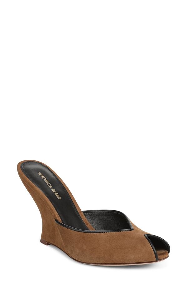 ヴェロニカ ベアード レディース シューズ ヒール サンダル Veronica Beard Mirabel Peep Toe Wedge Sandal Chestnut Black ブラック