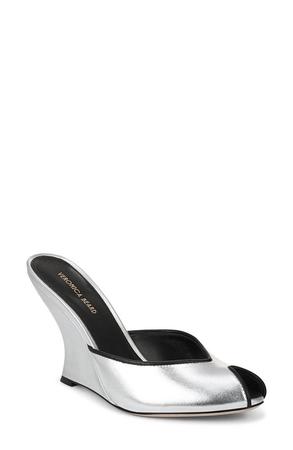 ヴェロニカ ベアード レディース シューズ ヒール サンダル Veronica Beard Mirabel Peep Toe Wedge Sandal Silver Black ブラック