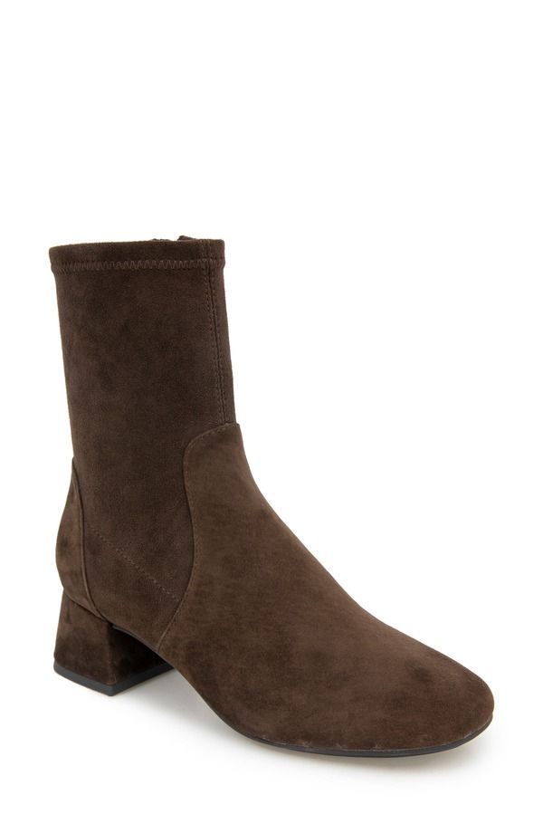 ジェントルソウルズ レディース シューズ ブーツ・レインブーツ ヒール Gentle Souls Elbert Block Heel Bootie Chocolate Suede チョコレート