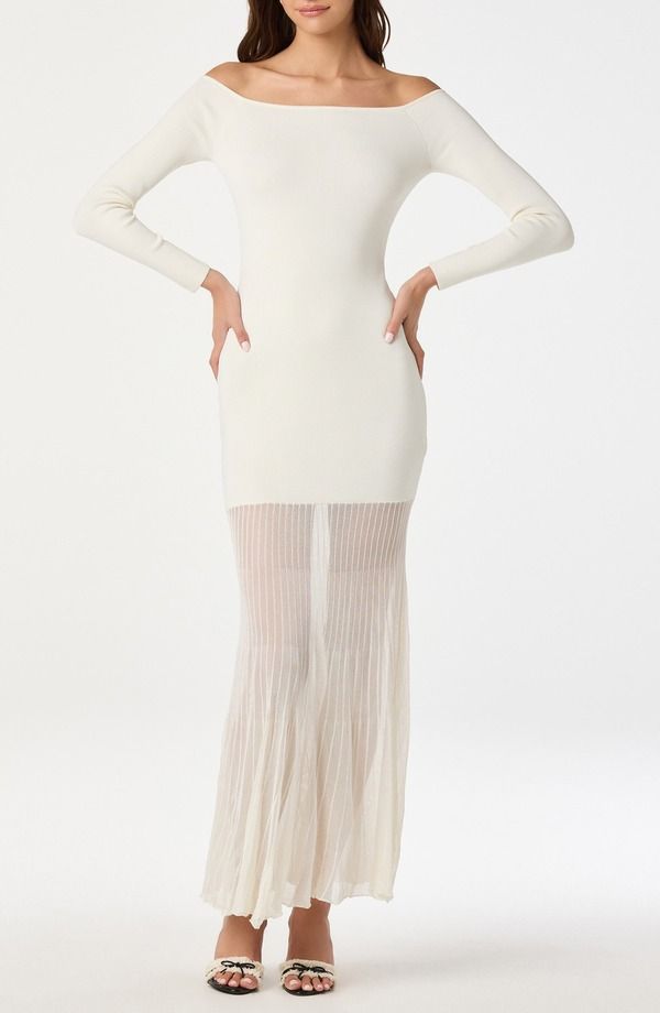 アストール レディース トップス ワンピース ASTR the Labelong Sleeve Off the Shoulder Mixed Media Dress Cream クリーム 26,134円