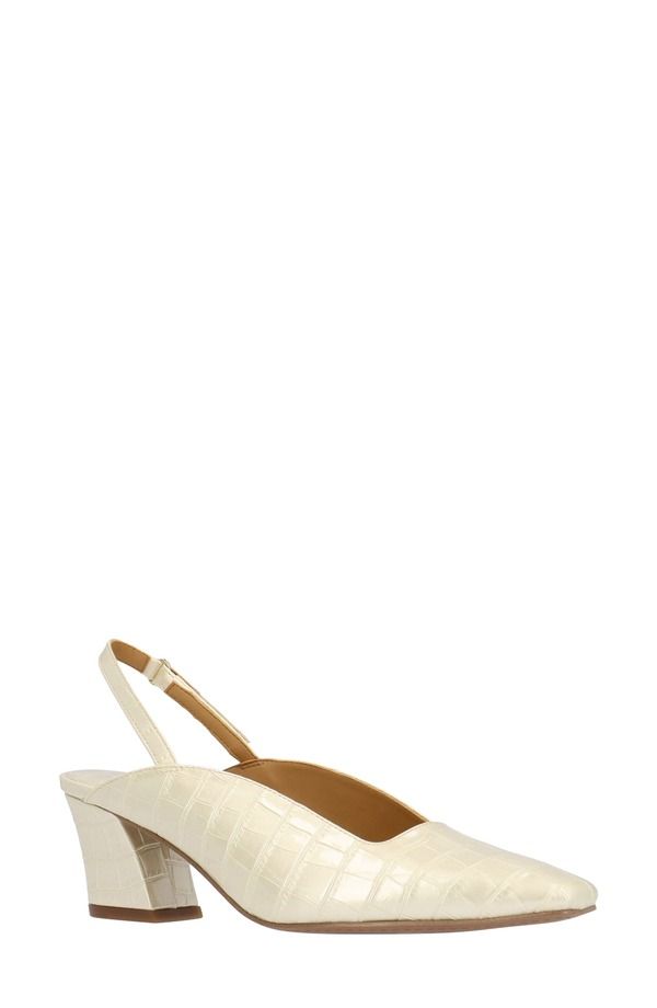 ジェイレニー レディース シューズ ヒール J Rene Stasia Croc Embossed Slingback Pumpearl Beige パール