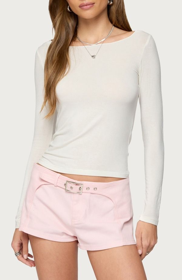 アディクテッド レディース トップス シャツ セミシアー EDIKTED Semisheer Crop Top White ホワイト