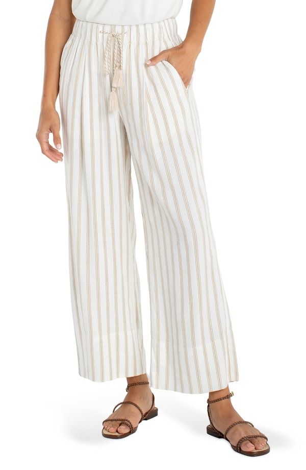 リヴァプール ロサンゼルス レディース ボトムス レギンス ワイドレッグ パンツ Liverpoolos Angelestripe PullOn Crop Wide Leg Pants Cream Tan クリーム