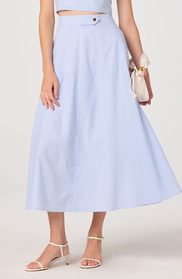 アストール レディース ボトムスカート A ライン ASTR the Label Azzura Stripe ALine Skirt Blue Stripe ブルー