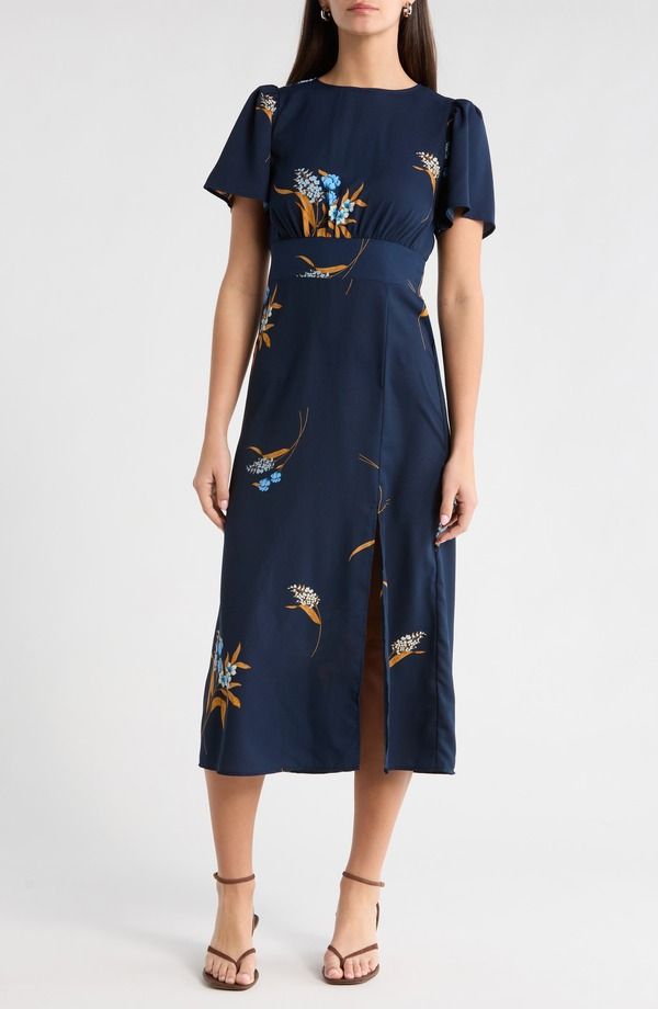 シュガーリップス レディース トップス ワンピース フラワー柄 ミディ フラワー SUGARLIPS Dusk Bloom Floral Midi Dress Navy Multi ネイビー