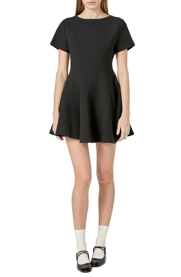イングリッシュファクトリー レディース トップス ワンピース ミニ English Factory Flare Minidress Black ブラック