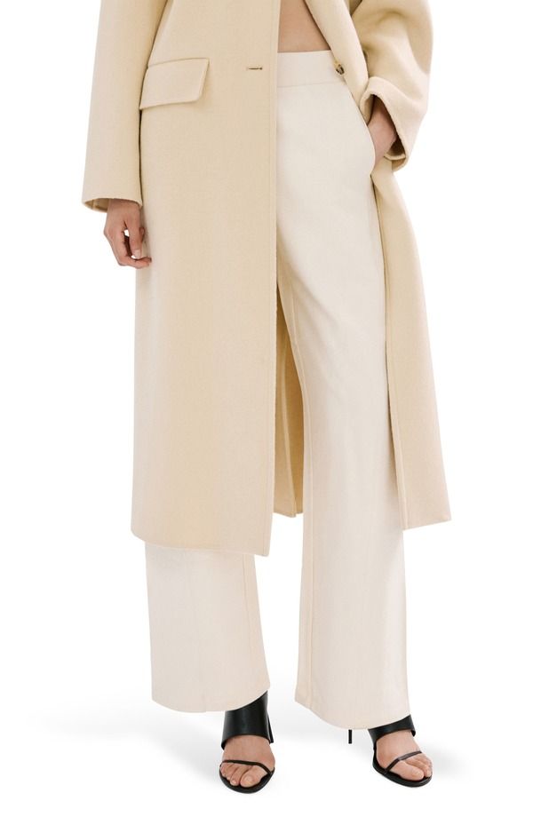 マンゴ レディース ボトムス レギンス パンツ コットン MANGO Elastic Waist Cotton Pants Pastel Yellow イエロー