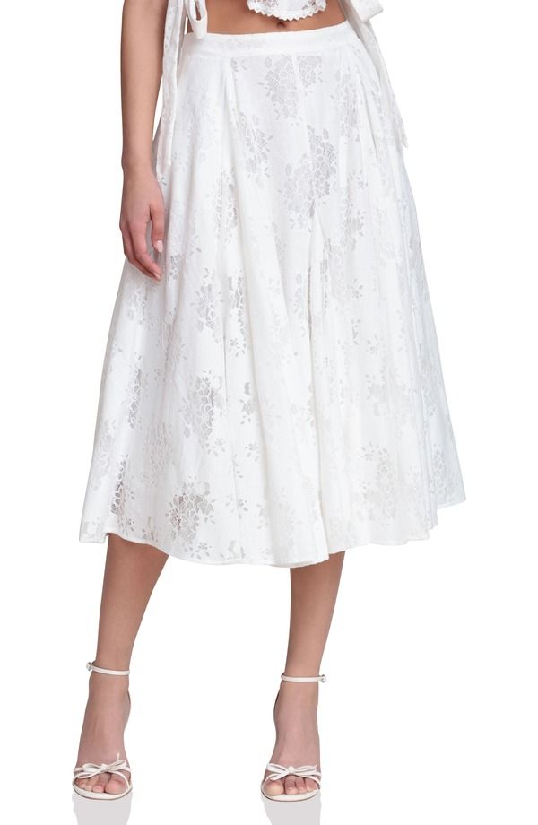 アヴェックレフィーユ レディース ボトムスカート レース Avec Les Filles Lace Inset Skirt White ホワイト