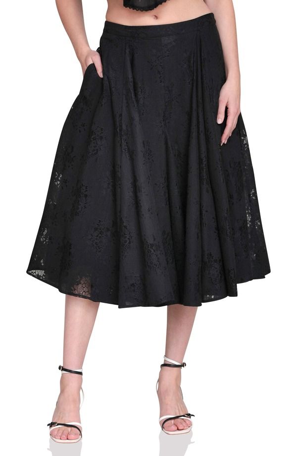 アヴェックレフィーユ レディース ボトムスカート レース Avec Les Filles Lace Inset Skirt Black ブラック