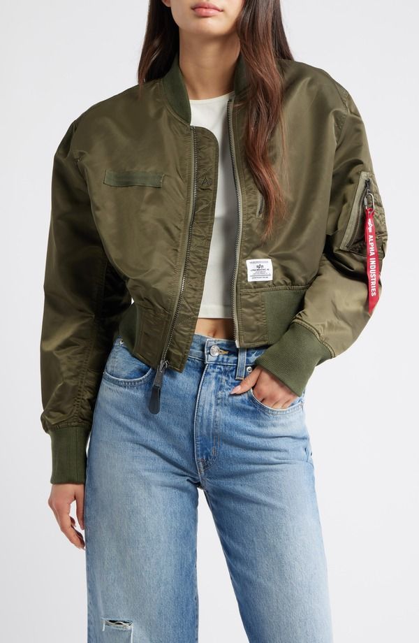 アルファインダストリーズ レディース アウター ジャケット・ブルゾン Alpha Industries L2B Gen Crop Flight Jacket Green グリーン