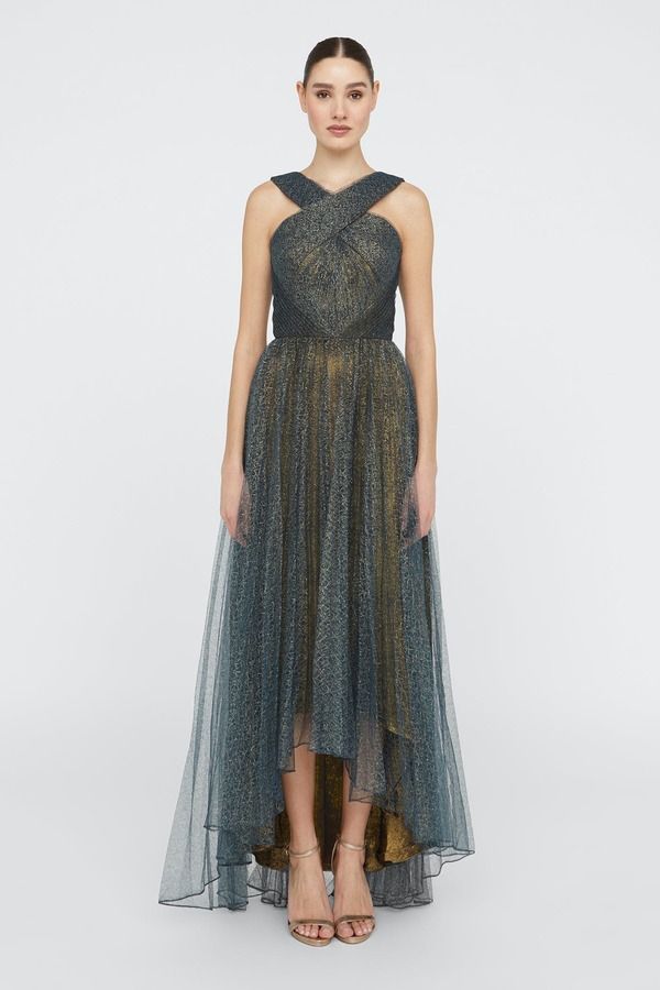 セイア レディース トップス ワンピース ホルター Theia Linda Halter Neck Gown Poseidon Gold ゴールド