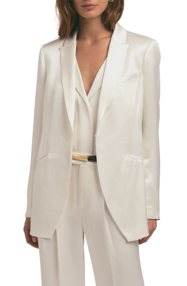 フェイバリット ドーター レディース アウター ジャケット・ブルゾン サテン ブレザー Favorite Daughter Satin Blazer Ivory アイボリー