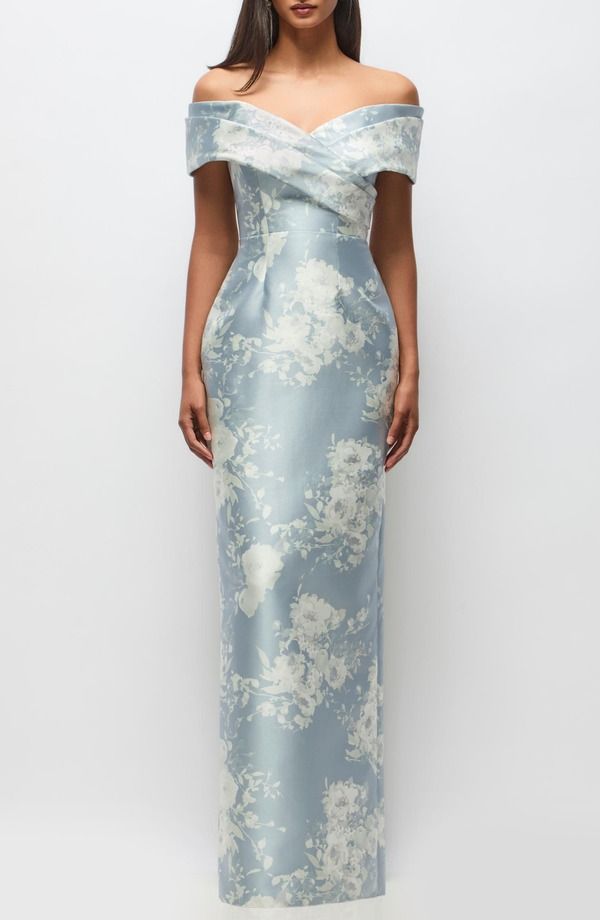 アルフレッド レディース トップス ワンピース Alfred Sung Constance Off the Shoulder Column Gown Seraphina Floral