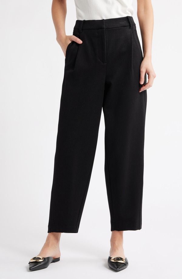 ウィットウィズダム レディース ボトムス レギンス プリーツ パンツ アンクル Wit Wisdom Skyrise Pleated Pinstripe Relaxed Barreleg Ankle Trousers Black ブラック