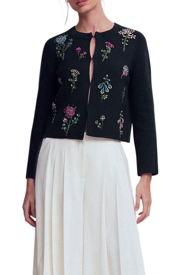 ボーデン レディース アウター パーカー・スウェット コットン カーディガン Boden Crystal Embellished Crop Cotton Cardiganavy ネイビー