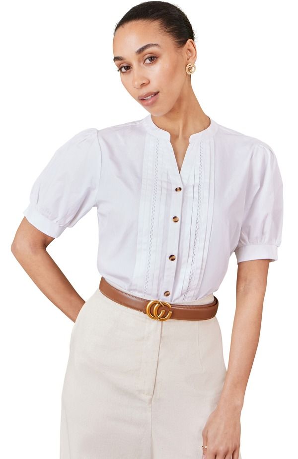 ユミキム レディース トップス シャツ プリーツ コットン Yumi Cotton Pleated Short Sleeve Shirt White ホワイト 21,560円