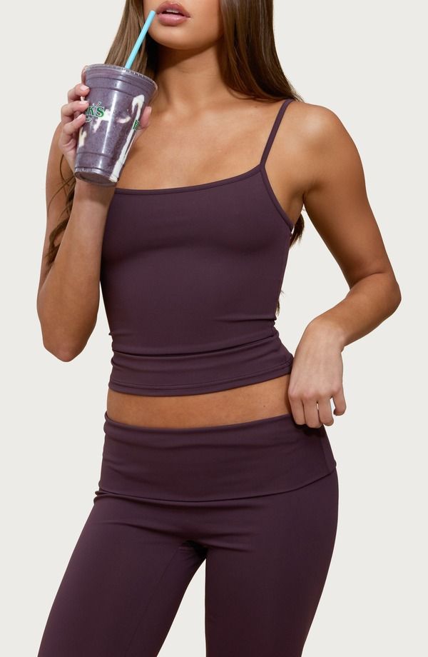 アディクテッド レディース トップス シャツ EDIKTED Blonka Crop Camisole Plum プラム