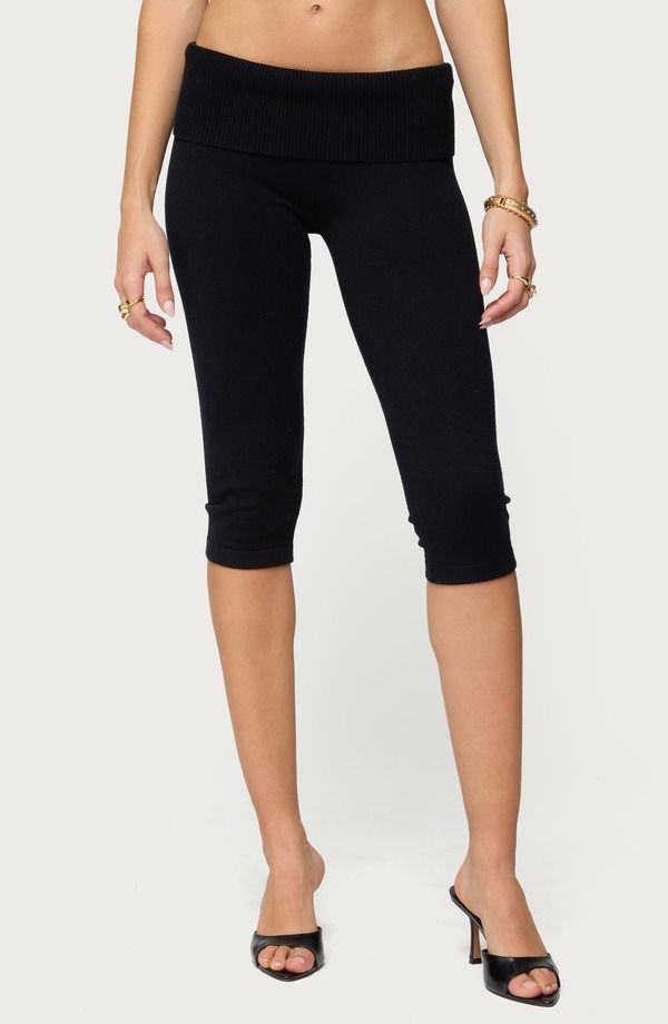 アディクテッド レディース ボトムス レギンス パンツ キャップ ニット EDIKTED Skyla Knit Capri Pants Black ブラック