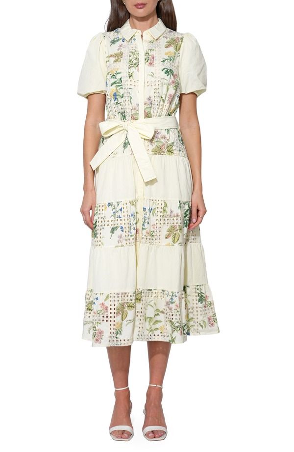 アドレイン ラエ レディース トップス ワンピース ティアード ミディ Adelyn Rae Octavia ButtonUp Tiered Midi Dress Ivory アイボリー
