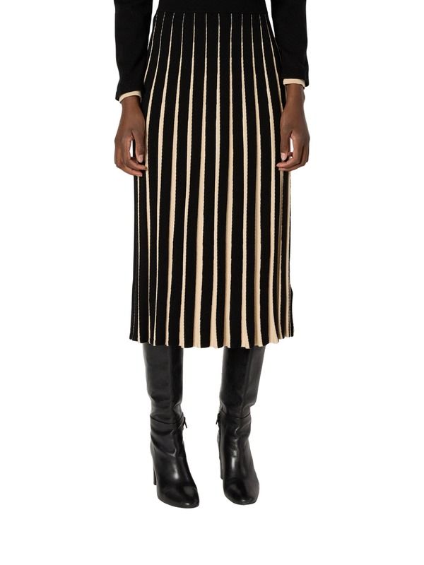 ジェラルド・ダレル レディース ボトムスカート プリーツ ミディ ニット GERARDAREL Bibiane Two Tone Pleated Knit Midi Skirt Black ブラック