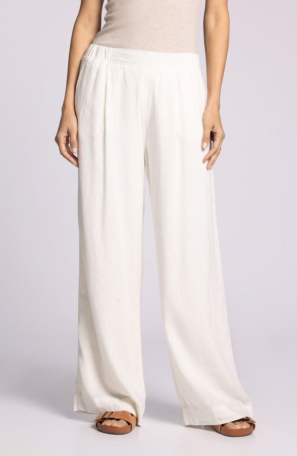 スレッドアンドサプライ レディース ボトムス レギンス ワイドレッグ パンツ リネン Thread Supply Anastasia Linen Blend Wide Leg Pants White ホワイト