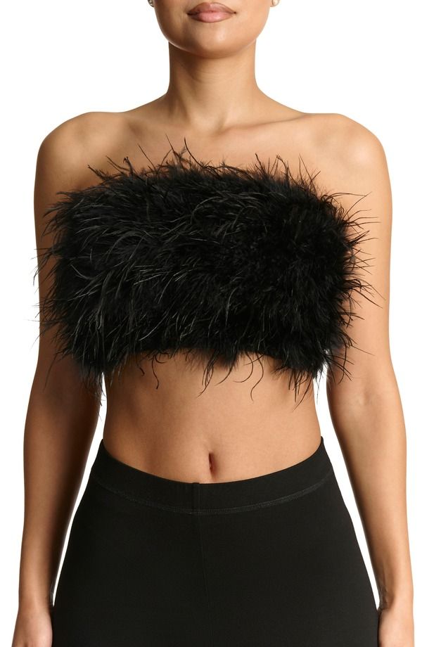 ネイキッドワードローブ レディース トップス シャツ Naked Wardrobe Butter Feather Tube Top Black ブラック