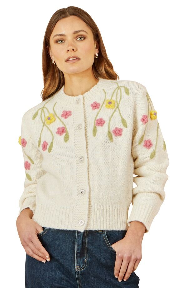 ユミキム レディース アウター パーカー・スウェット カーディガン 刺繍 Yumi Hand Embroidered Flower Cardigan Ivory アイボリー