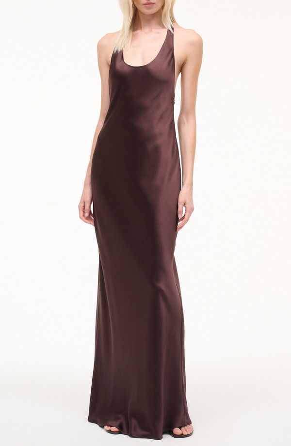 スタウド レディース トップス ワンピース サテン STAUD Juanita Racerback Satin Gown Earth