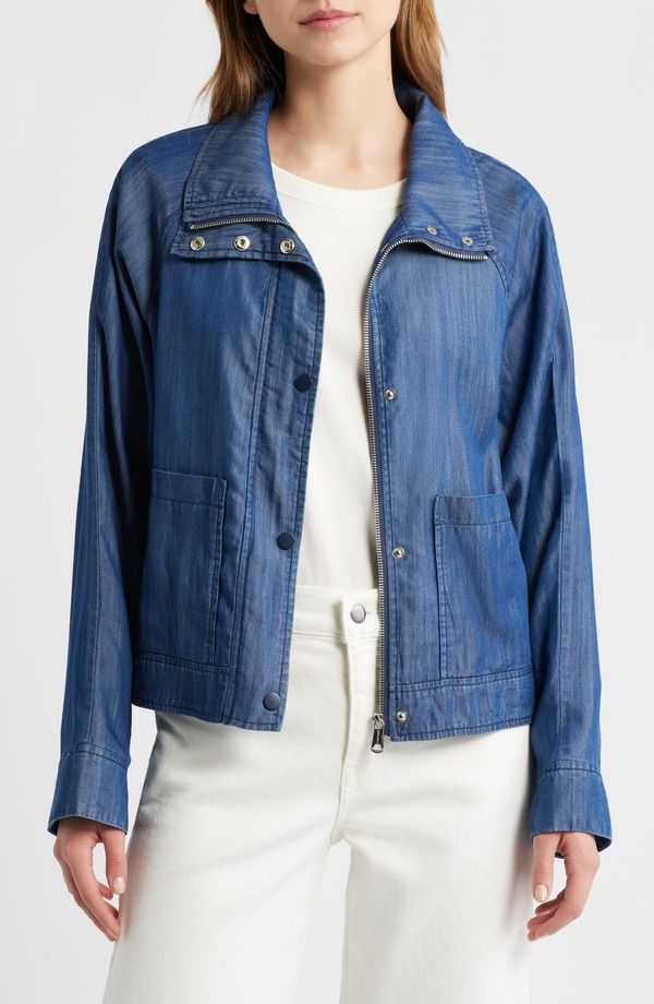 ベルナルド レディース アウター ジャケット・ブルゾン Bernardo Crop Utility Jacket Denim Blue デニム