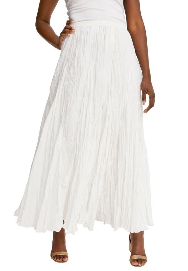 ジェシカロンドン レディース ボトムスカート マキシ Jessica London Flowing Crinkled Maxi Skirt White ホワイト