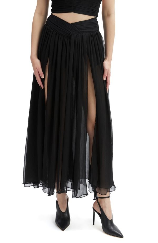 バードット レディース ボトムスカート マキシ Bardot Amerie Split Front Maxi Skirt Black ブラック