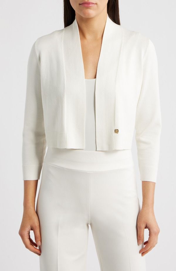 アンクライン レディース アウター パーカー・スウェット Anne Klein Kissing Front Shrug White Dove ホワイト