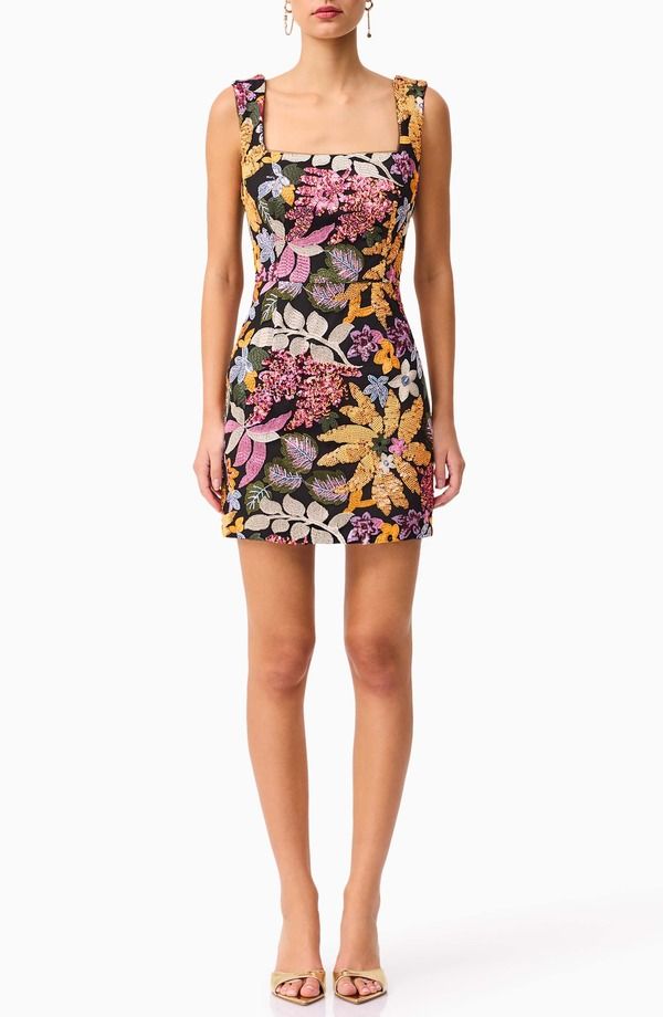 エリアット レディース トップス ワンピース フラワー柄 ミニ ノースリーブ フラワー Elliatt Kiran Floral Embellished Sleeveless Minidress Black Multi ブラック
