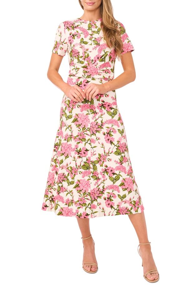 テッドベーカー レディース トップス ワンピース フラワー柄 ミディ チェルシー ニット フラワー Ted Baker Chelsea Twist Front Floral Knit Midi Dress Pink Drink ピンク