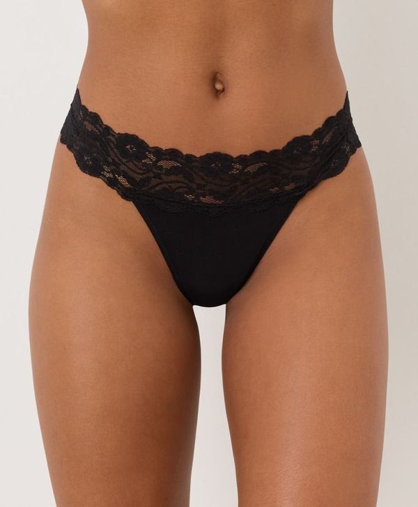 パクト レディース アンダーウェア パンツ コットン レース Pact Lace Waisthong 3Pack Made With Organicotton Black ブラック