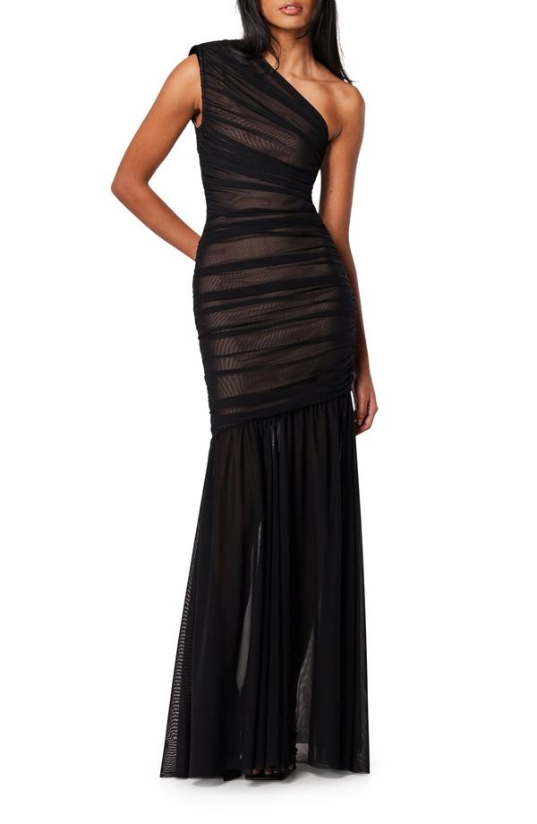 エリアット レディース トップス ワンピース ギャザー ワンショルダー Elliatt Vienna Ruched OneShoulder Gown Black ブラック