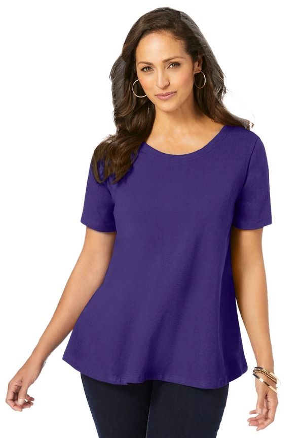 ジェシカロンドン レディース トップス Tシャツ コットン Jessica London Stretch Cotton Trapeze Tee Midnight Violet バイオレット 9,610円